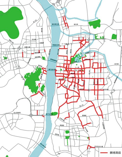 长沙平均每万人共用15台公车 最堵路段地图出