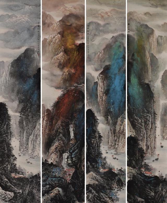 山水画四条屏 春夏秋冬山水四条屏作品赏析