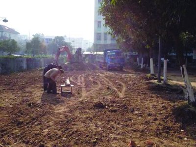 南京江宁区一小区铲了绿地建停车场