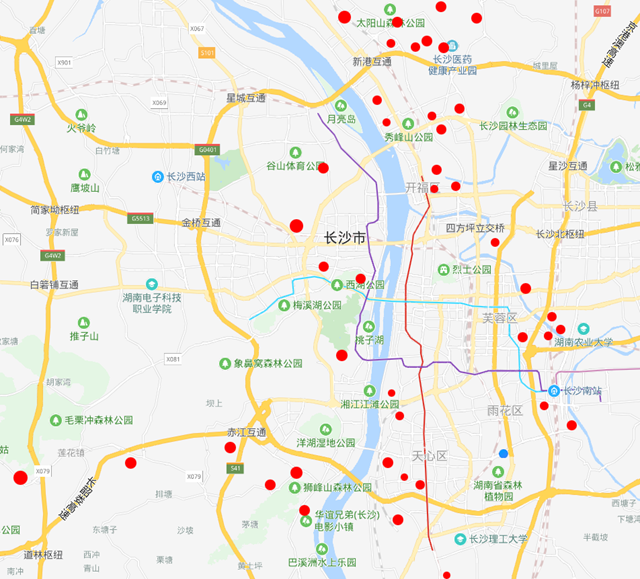 (以下红点所示点位,为各区相关文件拆迁位置示意)2019长沙拆迁地图