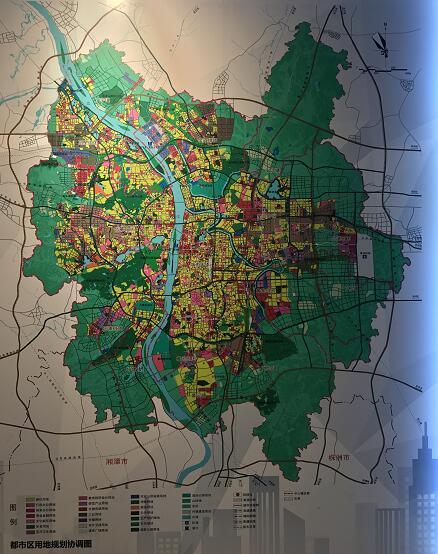 (长沙城未来土地规划图 图片拍摄于长沙市规划馆)