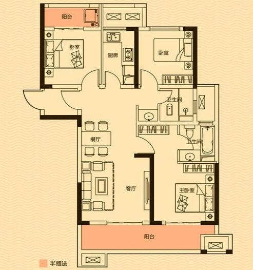 (绿地海外滩103.46平户型图)