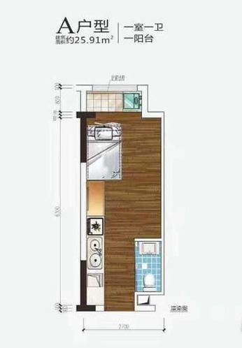 91㎡一居室户型图