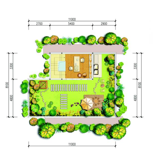 蓝山别墅屋顶花园示意图