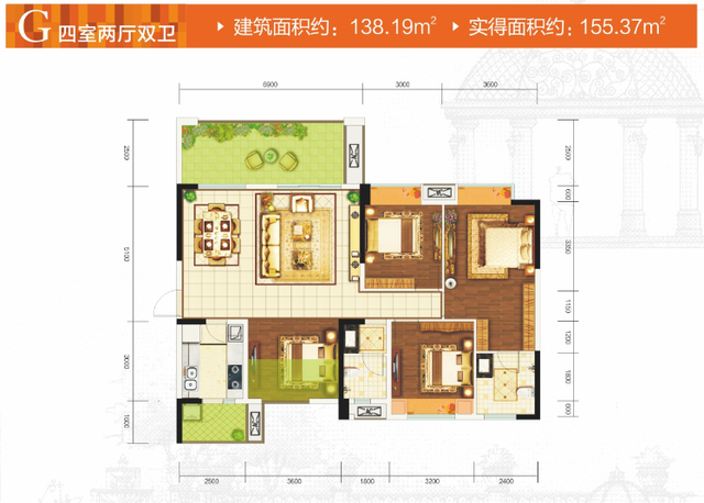 主城内155㎡奢阔四房 金茂悦龙山一口价66万_房产成都