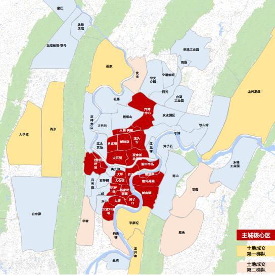 梳理近年来重庆主城成交土地分布的区域可以发现,有大量的成交土地