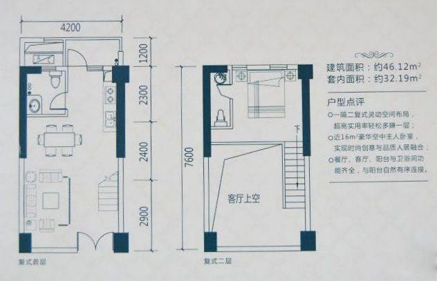 [户型点评] 46㎡复式公寓 层高4.5米享双层梦想