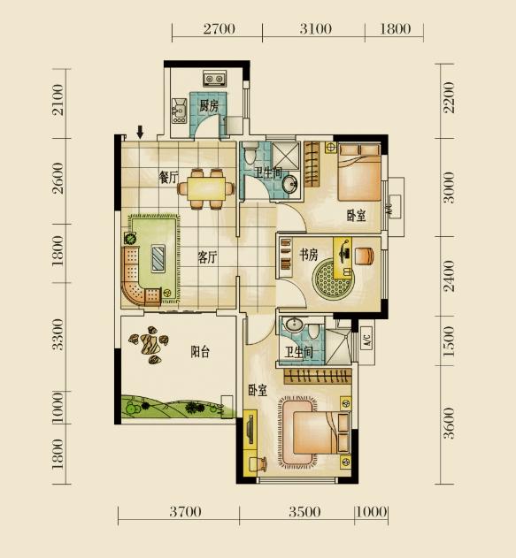 [户型点评] 90平方正紧凑三房 百变空间任你diy