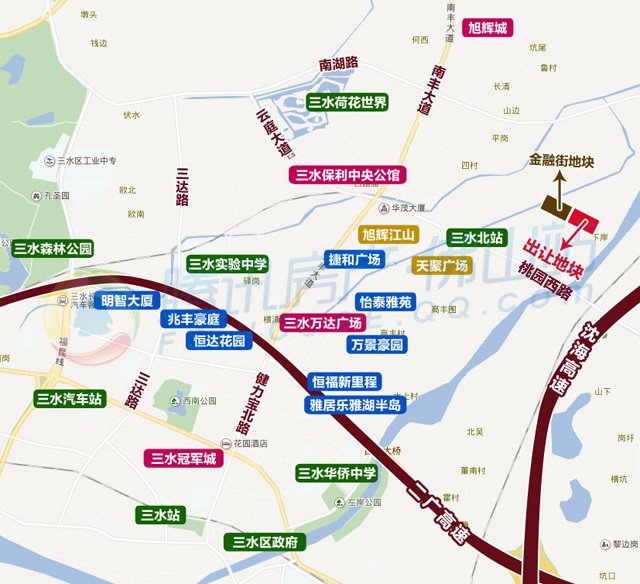 地块位于三水金融街项目地块东侧,今年8月16日,金融街首次进入佛山,以