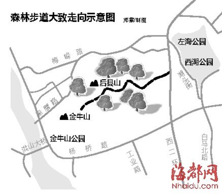 左海至金牛山拟建步道森林目前正在规划设计平面设计考试卷图片