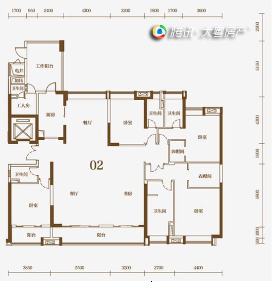 户型点评:保利东江首府两梯两户280㎡望江五房