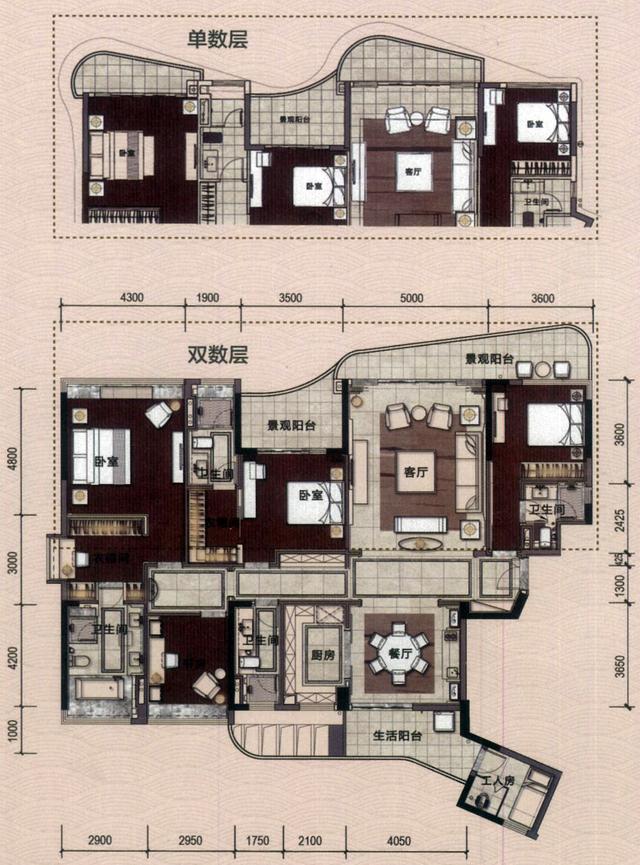 珠江鹅潭湾1栋02单元235㎡4房2厅4卫户型图