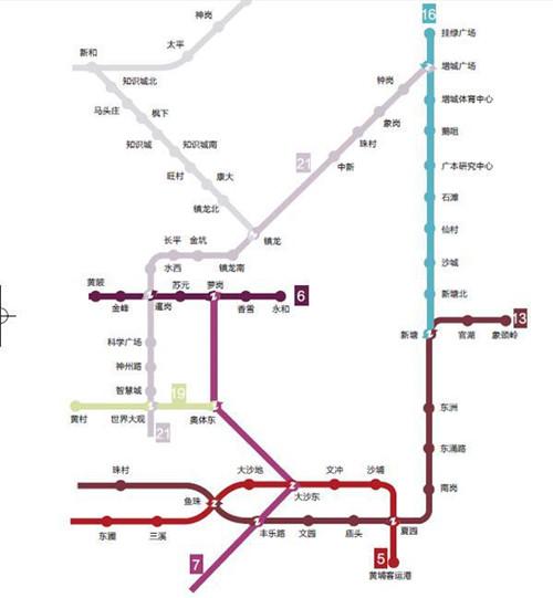 13号线,知识城线和21号线,规划中新建4条地铁线路为7号线二期,5号线东