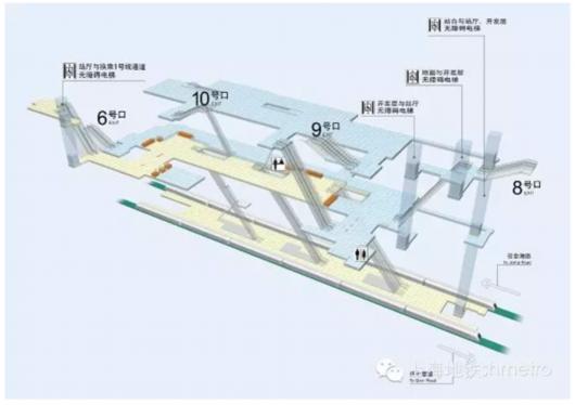 12号线漕宝路站为东西方向站台,位于地下b4层,b2层站厅层设有换乘通道