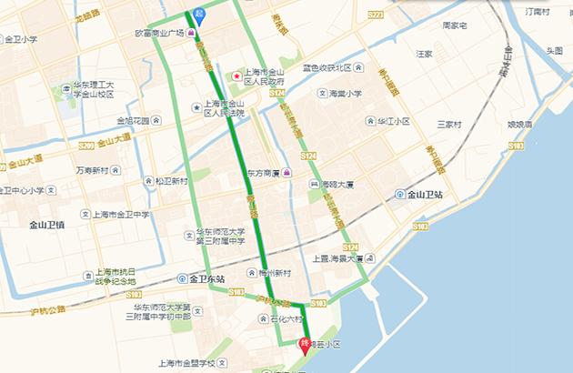 自驾车至金山城市沙滩路线图