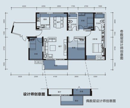 汇龙湾115㎡四房两厅两卫户型图