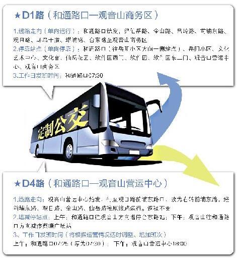 定制公交拟增加新成员 D1路来了D4路要调整