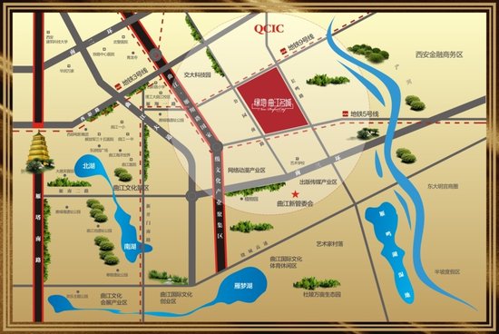 (绿地·曲江名城位于qcic核心区域)