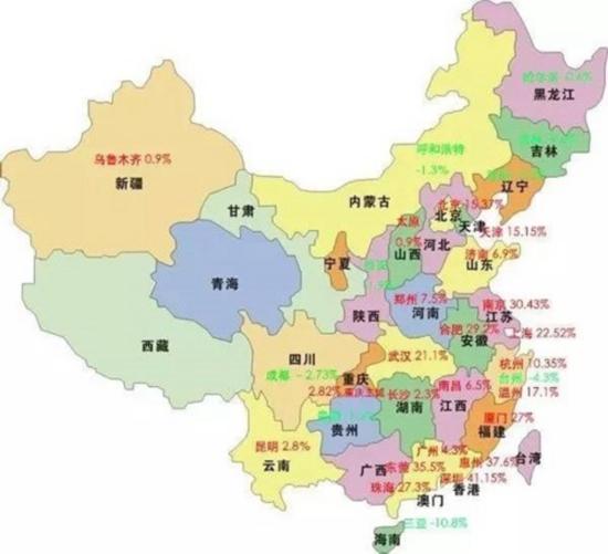 7月全国房价涨跌地图 珠海房价涨幅高于广州