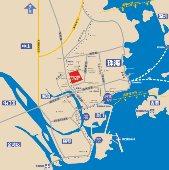 位于珠海主城区,四周被主干道明珠路,次干道三台石路与粤海路围绕,地