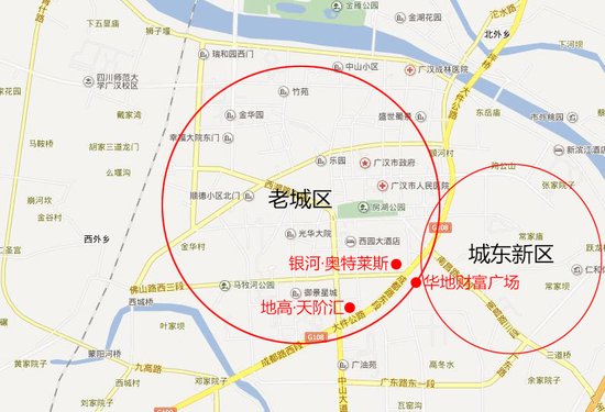 天阶汇(这两个项目已经分别引进沃尔玛和大润发)将形成广汉市城东区域图片