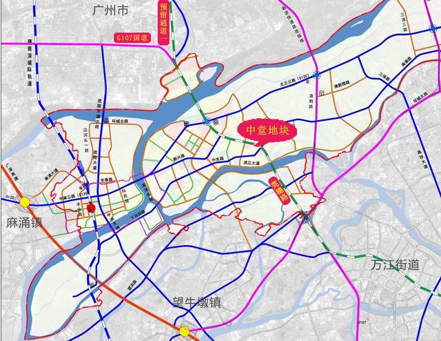 高速,麻涌大道,中心大道,佛 莞城际(在建), 地铁1号线(规划),交通出行