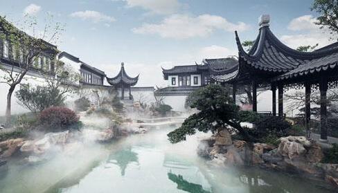 豪宅的假山花园和飞檐集中体现了古代美学,这种风格现在在中国豪宅