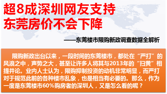 东莞新政后首次调查:8成深圳人认为东莞房价不