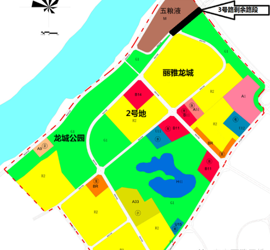 大地坡区域规划图(图片上方黑色部分为3号路剩余路段)