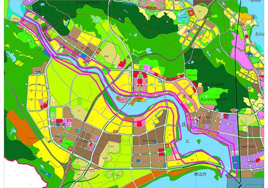 一江两岸-范围-布局 (二)设计任务 包括沿江两岸城市设计,岸线景观