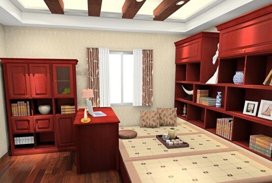 现代中式书房装修效果图_频道-淮南