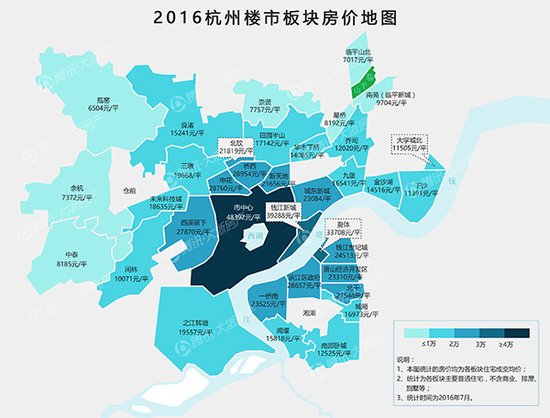 杭州楼市板块房价地图出炉:板块房价最高涨幅