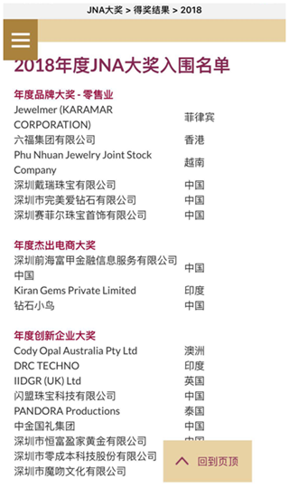 闪盟随身珠宝店入围2018年度JNA创新企业大奖