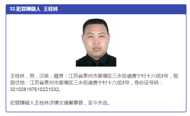 发现这47个人请立即报告泰州警方 提供线索者最高奖10万