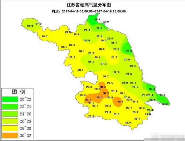 江苏多地最高温首破30℃ 降水来袭部分地区雨量大