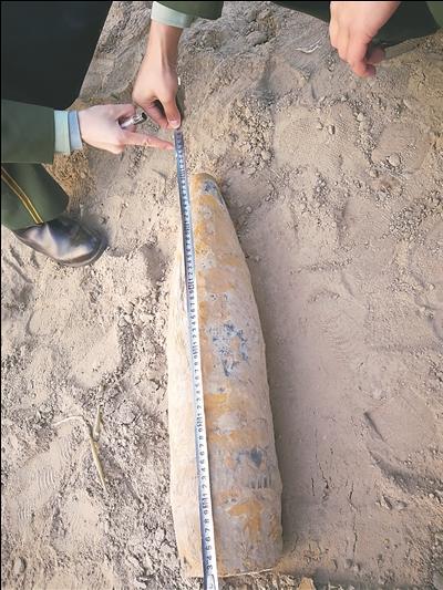 南通黄金海滩附近工地发现炮弹 疑122榴炮弹弹体