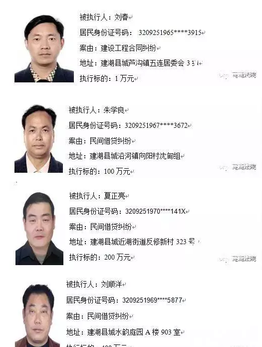 2018年盐城第一批"老赖"名单已曝光 有你认识的没