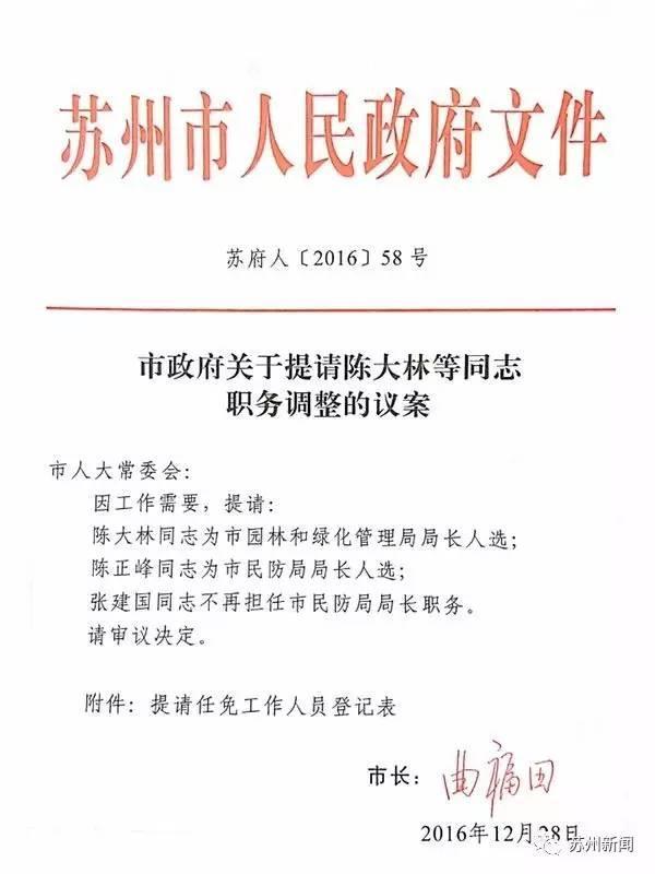 苏州公布一批人事任免 周伟强任市政协党组书记