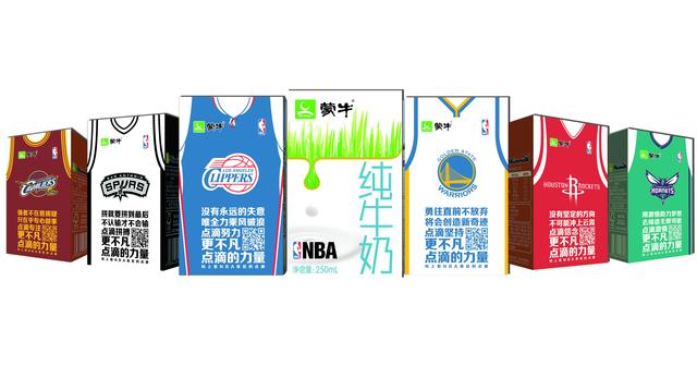 蒙牛与NBA中国首推带有NBA球衣元素的牛奶包装