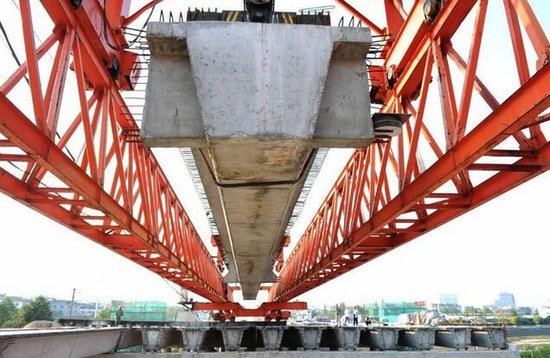 武川大桥架设最后一跨箱梁 2017年春节前通车