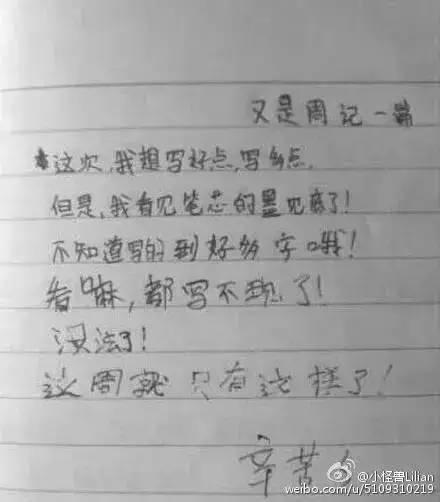 这位小学生写通篇为凑作文字数写"哇"大庆招教成绩查询图片