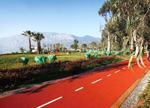 昆明滇池边建成4.2公里慢道 铺设彩色地胶弹性