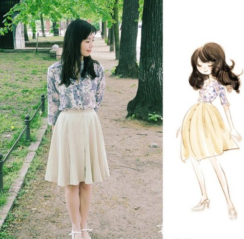 街拍新花样 穿搭画成<em>卡通画</em>_女性_腾讯网