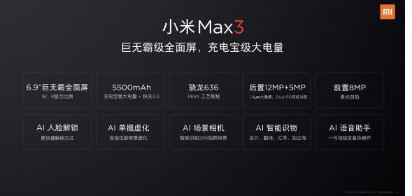 小米Max3详细参数曝光:骁龙636+双摄