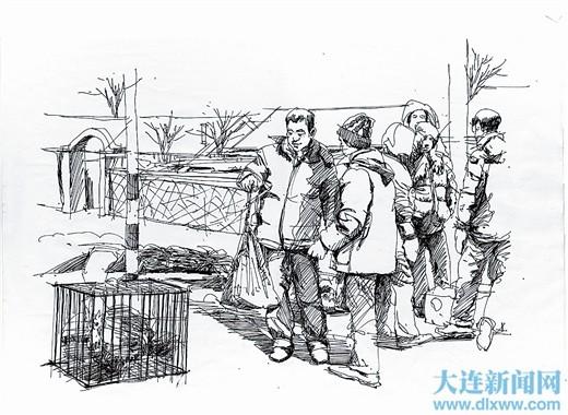 90后钢笔手绘庄河老街今昔情