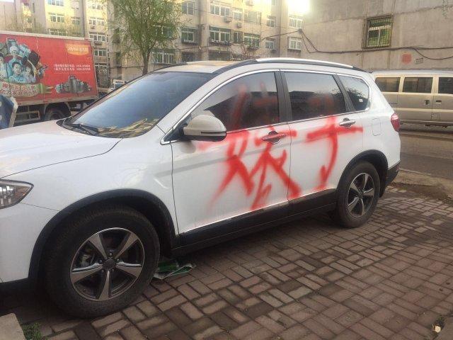 车被红漆写上“婊子” 美女车主到底惹了谁?_大辽网_腾讯网