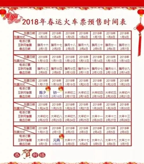 2018年春运购票攻略来了 1月3日正式开售