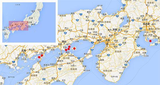 日本七大艺术离岛主要分布在濑户内海区域