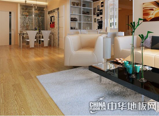 客厅木地板推荐颜色 地板类型:实木复合地板 地板颜色:黄色 产品特点:特殊制作工艺,使地板纹理自然过渡。防水处理,可以阻隔水气的浸入,大大增强木地板的抗潮能力。 小编点评:这款地板色彩中性偏黄,并且纹理较逼真,家具和涂料可以有很多重经典的搭配方案。选择这款地板的装修业主,可以选择原木色家具,也可以选择色彩相近的家具。