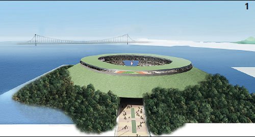 岛上包含几个运动场,将种植50万棵树,构成海上森林